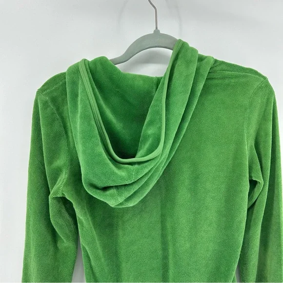 Juicy Couture Terry Cloth Full Zip Hoodie Women's M Green Y2K Jacket Vintage - Picture 8 of 11